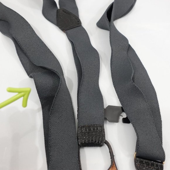 Suspender Mens Blue Button Y Back Leather Adjustable Strap Stretch Elastic Slate - Picture 8 of 9